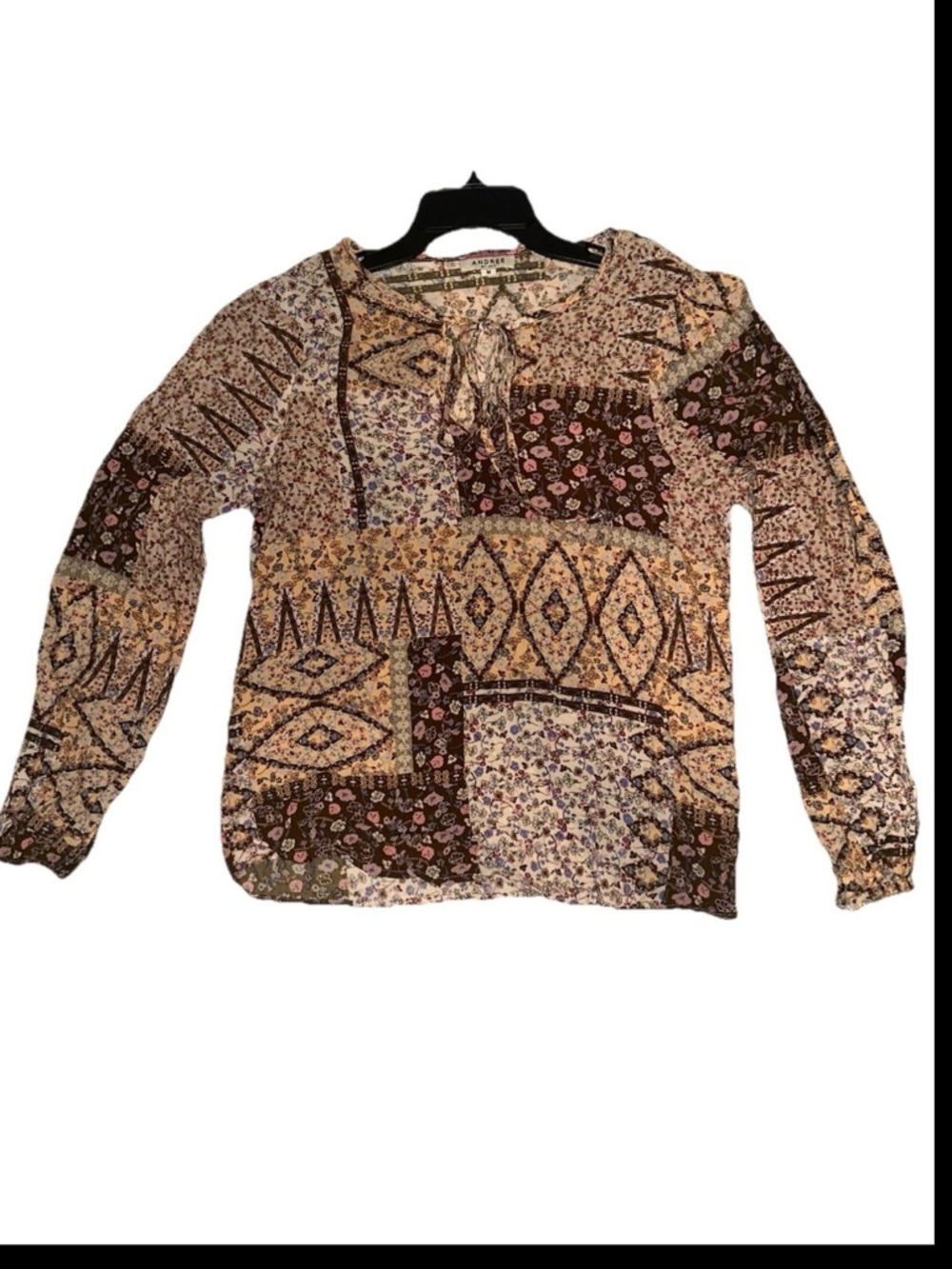 Andree By Unit Top Medium Floral Patchwork Whimsical Boho Maximalist